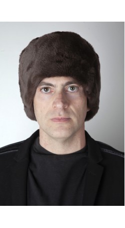 Dark brown rex fur hat – Unisex